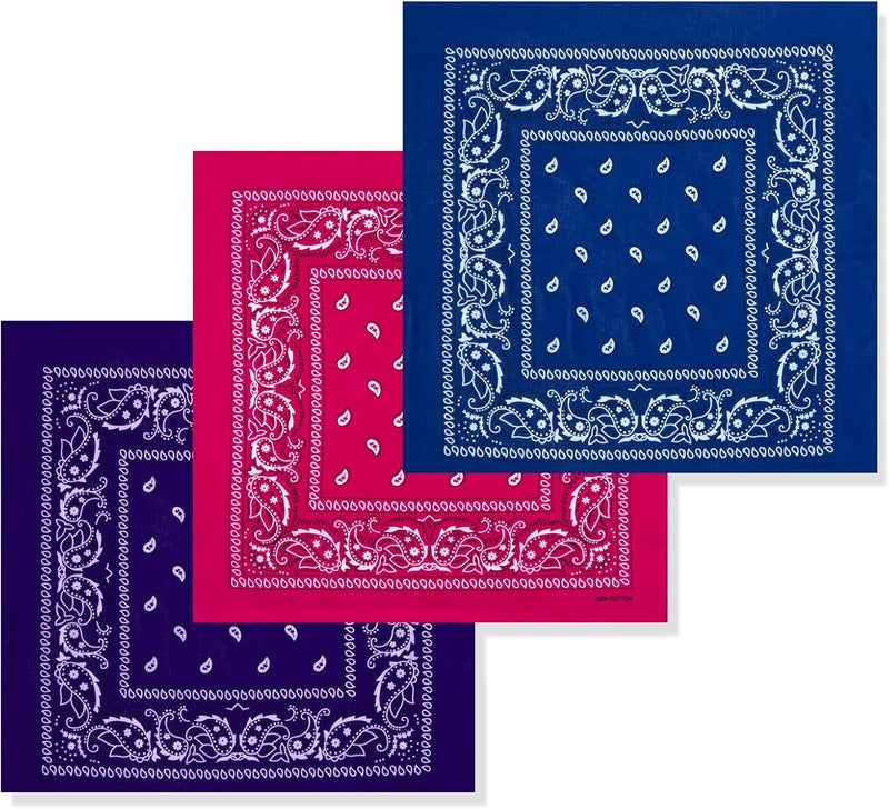 la ceida Store Cotton Bandanas for Men & Women Paisley Cowboy Bandana Handkerchiefs for Hair 22x22 - Image 1